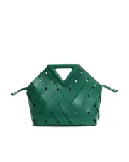 Euclid Medium Leather Woven Bag Green