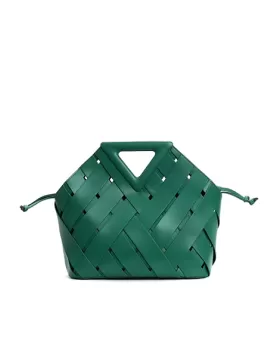 Euclid Medium Leather Woven Bag Green