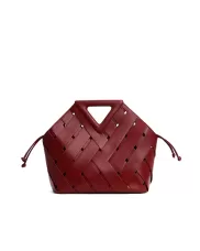 Euclid Medium Leather Woven Bag Wine