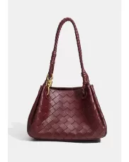 Mia Chute Synthetic Leather Small Shoulder Bag Burgundy