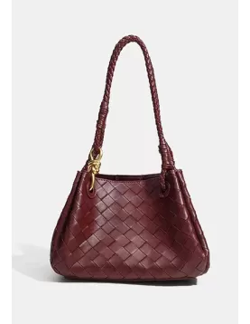 Mia Chute Synthetic Leather Small Shoulder Bag Burgundy