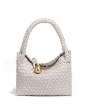 Mia Ball Synthetic Leather Shoulder Small Bag Cream