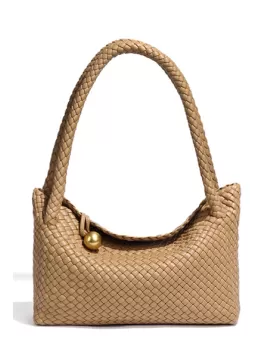 Mia Ball Synthetic Leather Shoulder Bag Beige