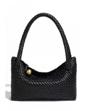 Mia Ball Synthetic Leather Shoulder Bag Black