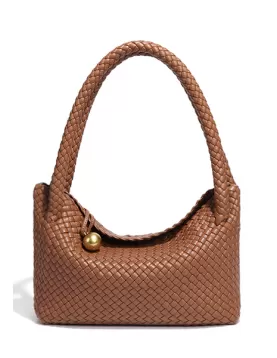 Mia Ball Synthetic Leather Shoulder Bag Brown