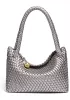 Mia Ball Synthetic Leather Shoulder Bag Metallic Grey