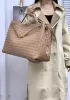 Allegria Woven XL Large Leather Shoulder Bag Beige