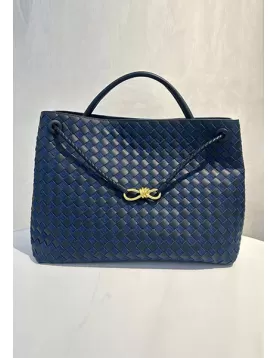 Allegria Woven XL Large Leather Shoulder Bag Blue