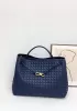 Allegria Woven XL Large Leather Shoulder Bag Blue