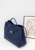 Allegria Woven XL Large Leather Shoulder Bag Blue