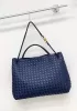 Allegria Woven XL Large Leather Shoulder Bag Blue