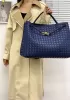 Allegria Woven XL Large Leather Shoulder Bag Blue