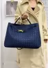 Allegria Woven XL Large Leather Shoulder Bag Blue