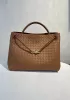 Allegria Woven XL Large Leather Shoulder Bag Brown