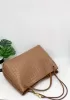 Allegria Woven XL Large Leather Shoulder Bag Brown