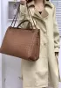 Allegria Woven XL Large Leather Shoulder Bag Brown