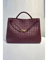 Allegria Woven XL Large Leather Shoulder Bag Burgundy