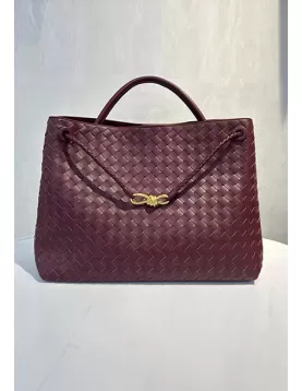 Allegria Woven XL Large Leather Shoulder Bag Burgundy