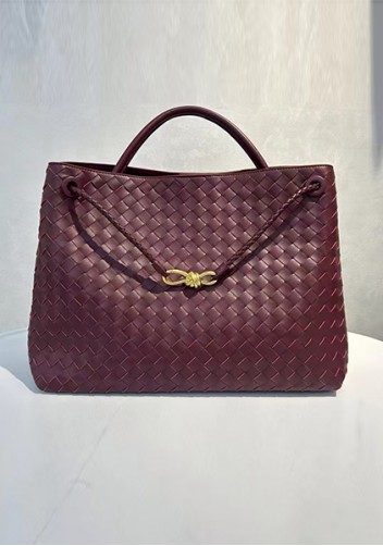 Allegria Woven XL Large Leather Shoulder Bag Burgundy