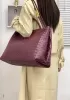 Allegria Woven XL Large Leather Shoulder Bag Burgundy