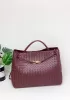 Allegria Woven XL Large Leather Shoulder Bag Burgundy