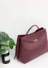 Allegria Woven XL Large Leather Shoulder Bag Burgundy