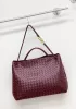 Allegria Woven XL Large Leather Shoulder Bag Burgundy