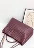 Allegria Woven XL Large Leather Shoulder Bag Burgundy