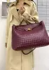 Allegria Woven XL Large Leather Shoulder Bag Burgundy