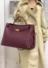 Allegria Woven XL Large Leather Shoulder Bag Burgundy