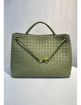 Allegria Woven XL Large Leather Shoulder Bag cave Green