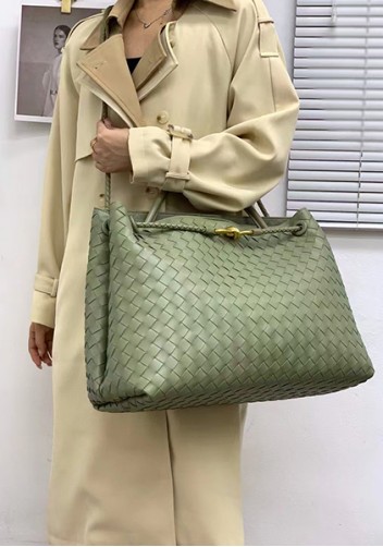 Allegria Woven XL Large Leather Shoulder Bag cave Green