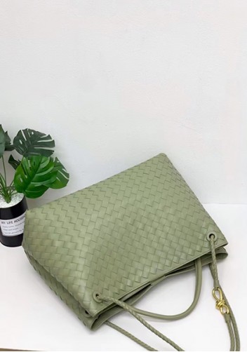 Allegria Woven XL Large Leather Shoulder Bag cave Green