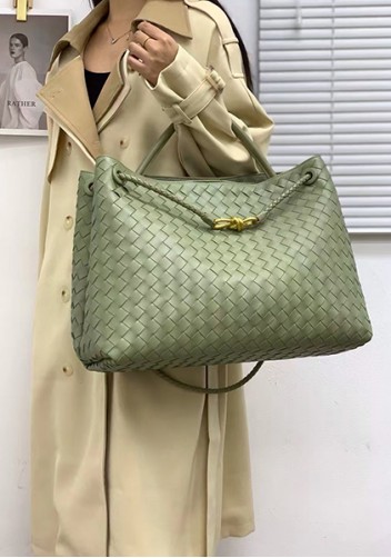 Allegria Woven XL Large Leather Shoulder Bag cave Green