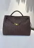 Allegria Woven XL Large Leather Shoulder Bag Choco