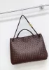 Allegria Woven XL Large Leather Shoulder Bag Choco