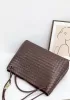 Allegria Woven XL Large Leather Shoulder Bag Choco