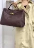 Allegria Woven XL Large Leather Shoulder Bag Choco