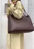 Allegria Woven XL Large Leather Shoulder Bag Choco