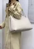 Allegria Woven XL Large Leather Shoulder Bag Cream