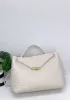 Allegria Woven XL Large Leather Shoulder Bag Cream