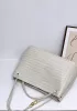 Allegria Woven XL Large Leather Shoulder Bag Cream