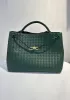 Allegria Woven XL Large Leather Shoulder Bag Green