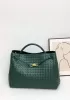 Allegria Woven XL Large Leather Shoulder Bag Green