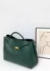 Allegria Woven XL Large Leather Shoulder Bag Green