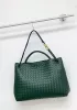 Allegria Woven XL Large Leather Shoulder Bag Green