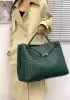 Allegria Woven XL Large Leather Shoulder Bag Green