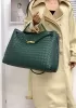 Allegria Woven XL Large Leather Shoulder Bag Green