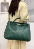 Allegria Woven XL Large Leather Shoulder Bag Green