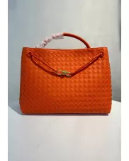 Allegria Woven XL Large Leather Shoulder Bag Orange